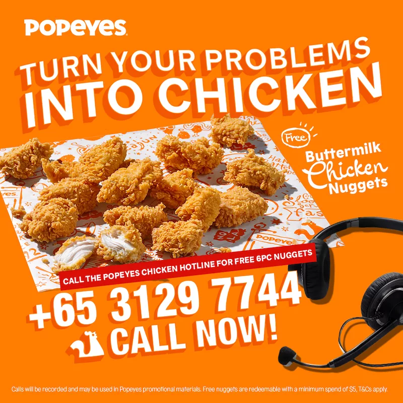 Free Popeyes Singapore 6-Pc Buttermilk Chicken Nuggets