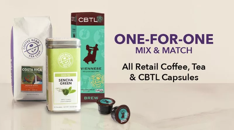 The Coffee Bean & Tea Leaf – 1-For-1 Retail Coffee, Tea & CBTL Capsules