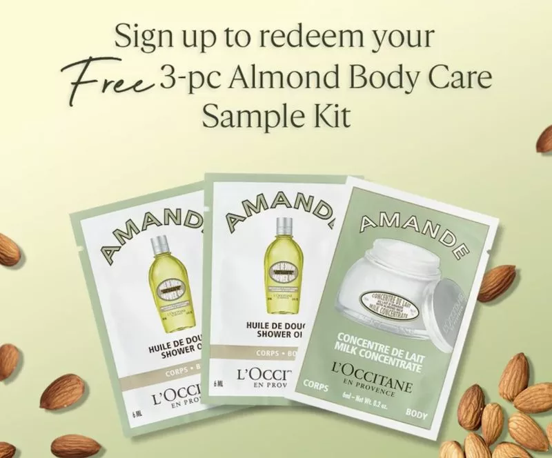 L'OCCITANE Almond Body Care Free Sample Kit - Almond Shower Oil and Almond Milk Concentrate