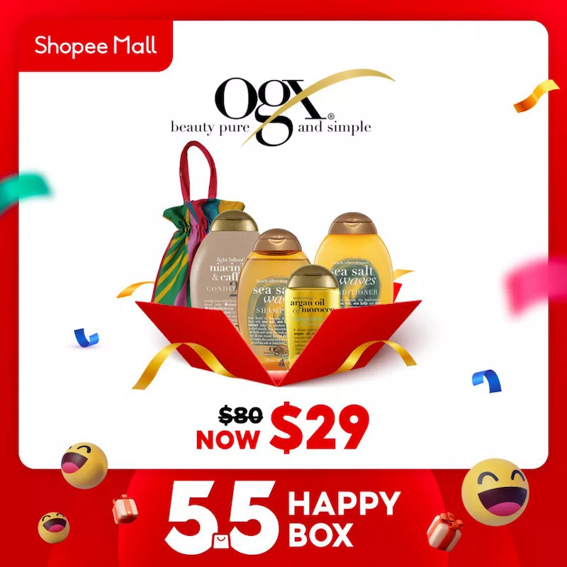 63% Off OGX Happy Box On Shopee - $80 Worth Of Haircare Products For Only $29!