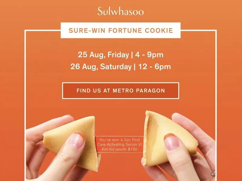 Complimentary Sure-Win Fortune Cookie To Win Sulwhasoo Samples