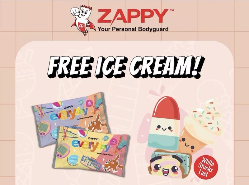 Free Zappy Everyday Antibacterial Wipes & Ice Cream