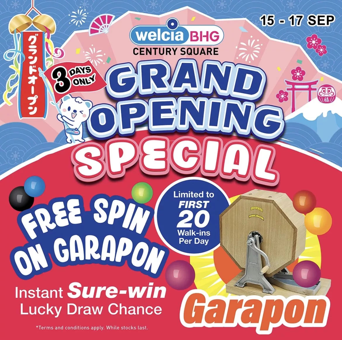 Welcia-BHG Century Square Grand Opening Free Instant Sure-win Lucky Draw Chance Garapon
