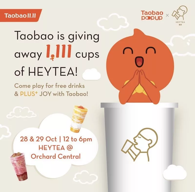 Free HeyTea Very Grape Crystal Drink Or Mango Grapefruit Sago Drink From Taobao Pop-Up Orchard Central