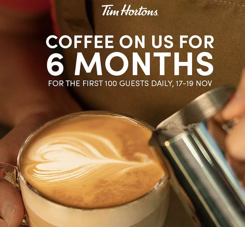 Tim Hortons Free Coffee For 6 Months & Merchandise