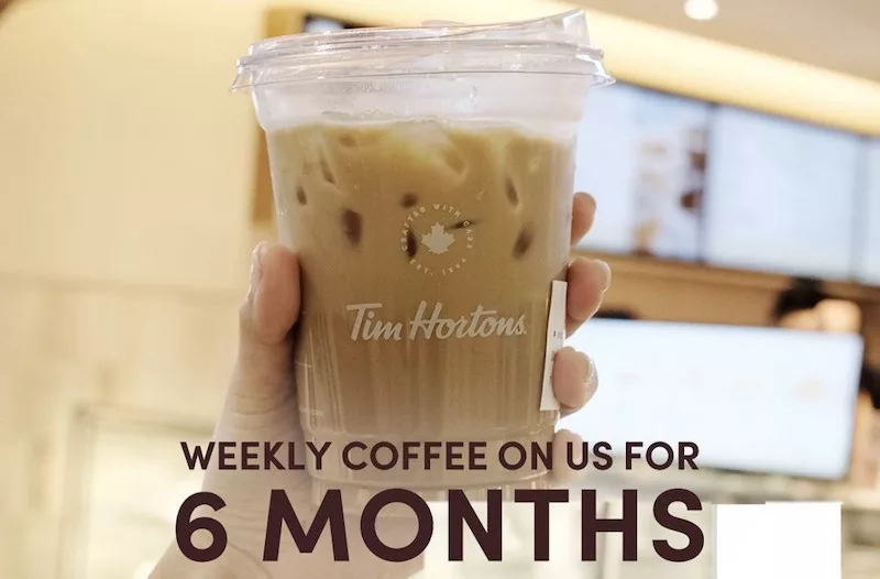 Tim Hortons Free Weekly Coffee For 6 Months