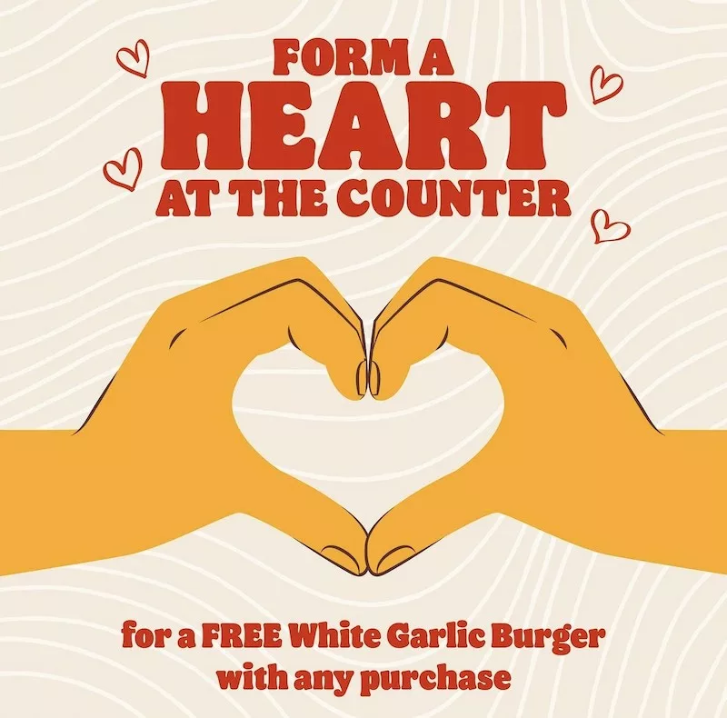 Free Burger King White Garlic Burger With Any Purchase Heart Hands