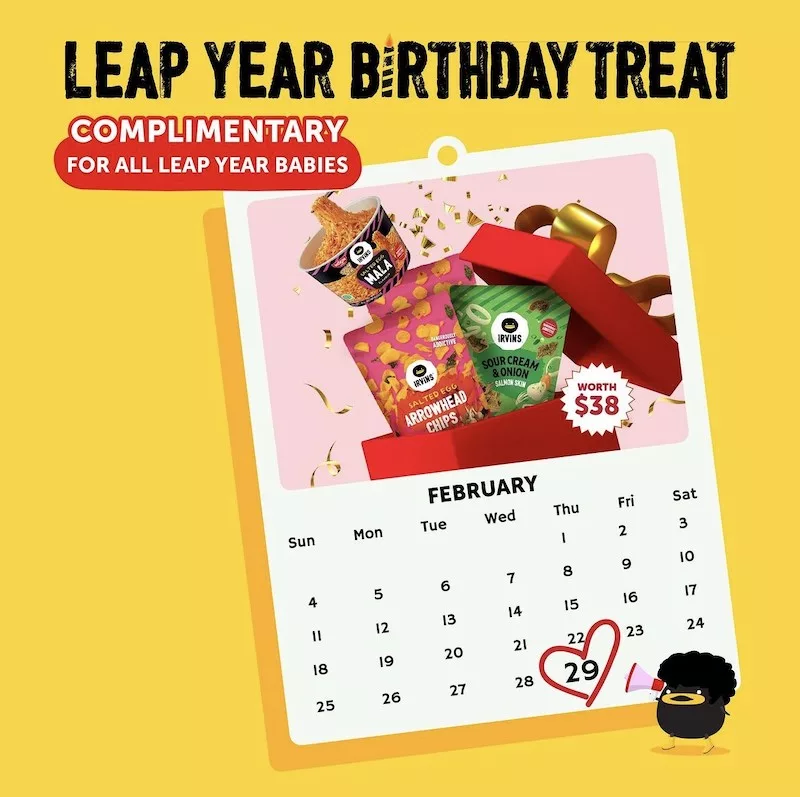 Free Irvins Birthday Treat Worth $38 For Leap Day Babies