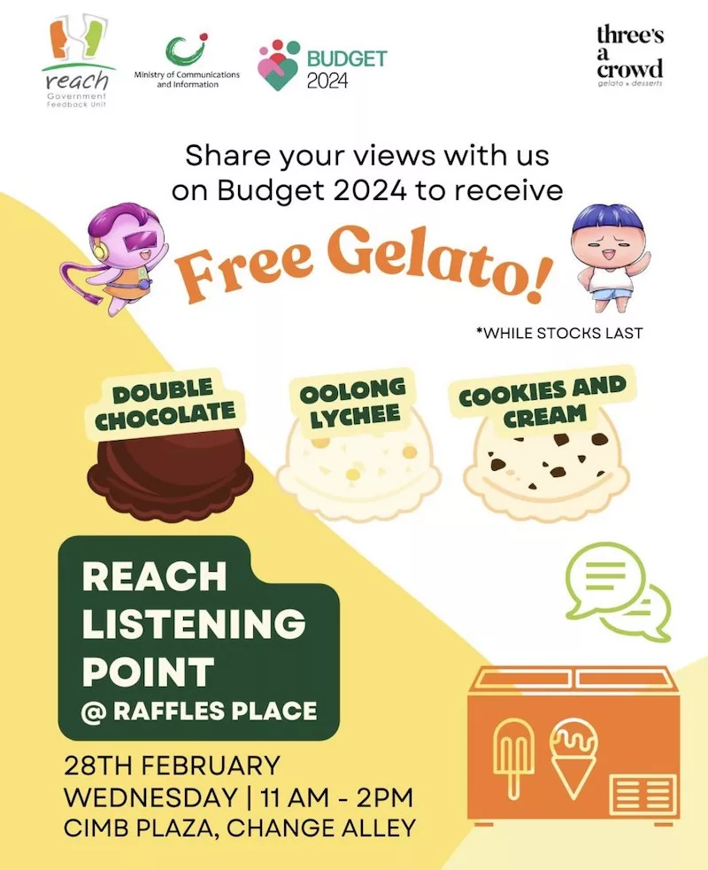 Free Three's A Crowd Gelato At Change Alley Raffles Place