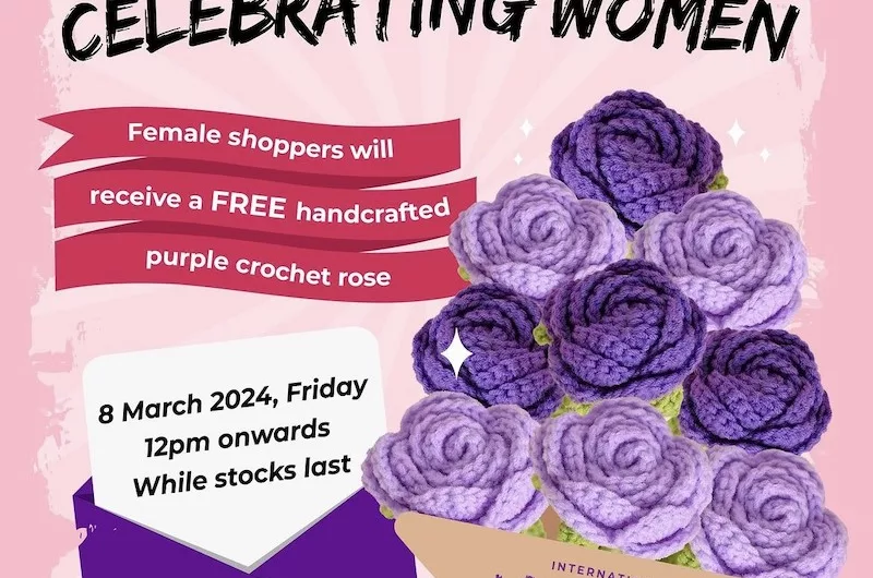 Free Handcrafted Purple Crochet Rose At Le Quest Mall