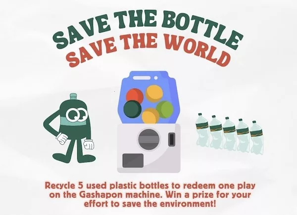 Recycle 5 Plastic Bottles To Redeem One Play At The Gashaponn Machine